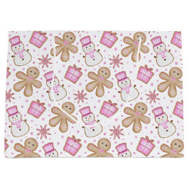 Sacola Para Presentes Grande Cute Festive Christmas Holiday Gingerbread Man