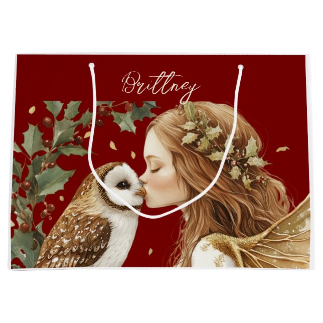 Sacola Para Presentes Grande Cute Forestcore Christmas Fairy (Frente)