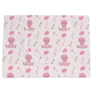 Sacola Para Presentes Grande Cute Girls Birthday Pink Dinosaur