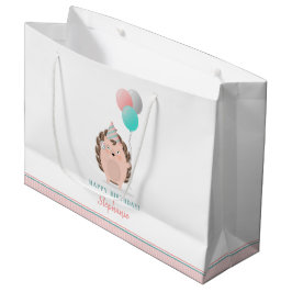 Sacola Para Presentes Grande Cute Hedgehog Birthday