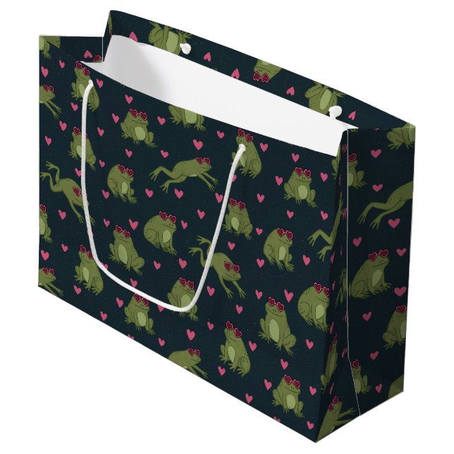 Sacola Para Presentes Grande Cute Love Frogs Large Gift Bag (Frente inclinada)