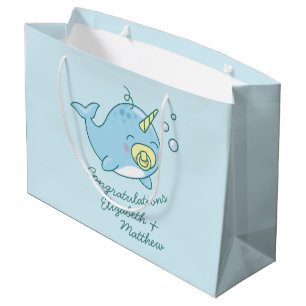 Sacola Para Presentes Grande Cute Narwhal Chá de fraldas Kawaii