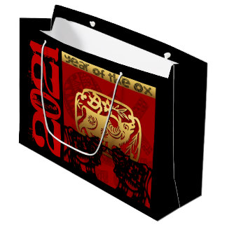 Sacola Para Presentes Grande Cute Ox Chinês Ano 2021 Zodiac Birthday LGB