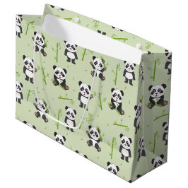 Sacola Para Presentes Grande Cute Panda Bear Bamboo Kawaii Animals Pattern
