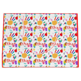 Sacola Para Presentes Grande Cute Personalizado ABC Mão Pintada 123 Criança