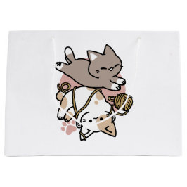 Sacola Para Presentes Grande Cute Playful Cats Design – Fun Paws and Play Art