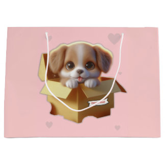 Sacola Para Presentes Grande Cute Puppy Gift Bag | Kawaii Dog Lover Present