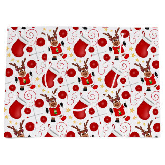 Sacola Para Presentes Grande Cute Red Kids Christmas Reindeer