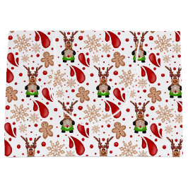 Sacola Para Presentes Grande Cute Red Kids Christmas Reindeer
