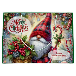 Sacola Para Presentes Grande Cute Santa Gnome Christmas