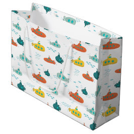 Sacola Para Presentes Grande Cute Submarine Nautical Deep Sea Fish Pattern