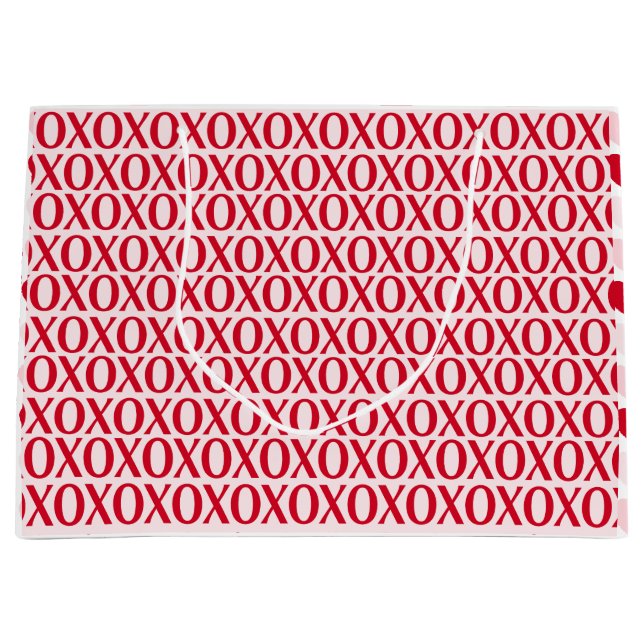 Sacola Para Presentes Grande Cute Valentine Day XOXO Red And Pink (Frente)