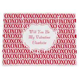Sacola Para Presentes Grande Cute Valentine Day XOXO Red And Pink