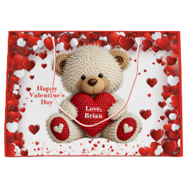 Sacola Para Presentes Grande Cute Valentine Teddy Bear