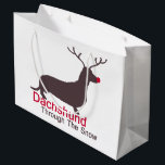 Sacola Para Presentes Grande Dachshund Através Da Neve<br><div class="desc">Dachshund através da neve...  cão de caça de férias divertido...  com o tema de cão de rena de Natal com galhadas de Ricaso</div>