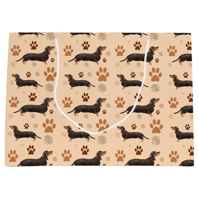 Sacola Para Presentes Grande Dachshund Dog Paws Gift Bag (Frente)