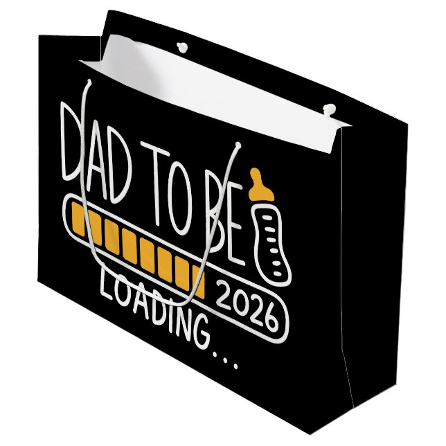 Sacola Para Presentes Grande Dad To Be 2026 Promoted to Daddy New Father  (Frente inclinada)