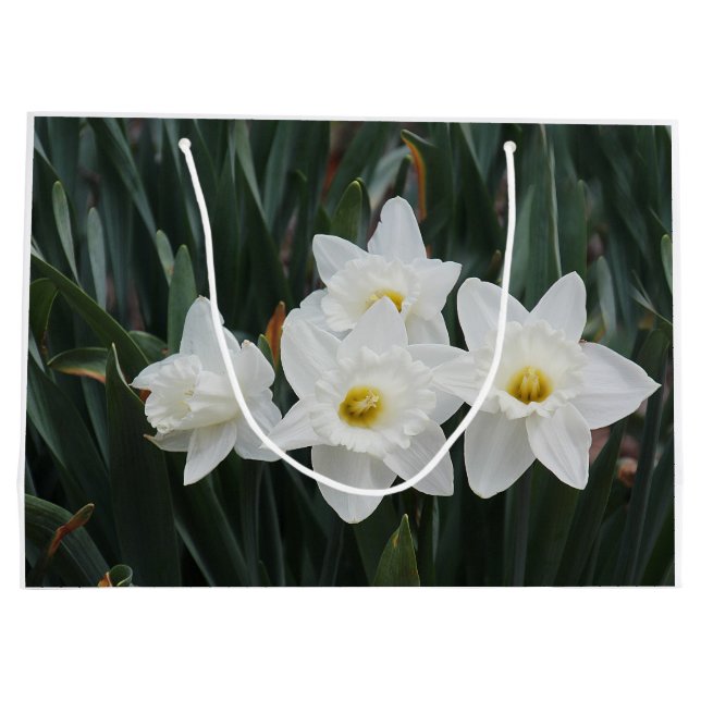 Sacola Para Presentes Grande Daffodils brancos (Verso)