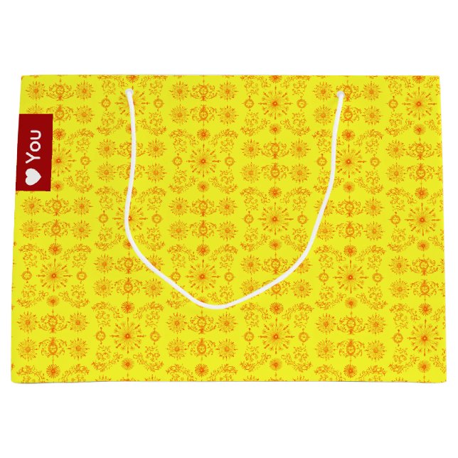 Sacola Para Presentes Grande Dainty Orange on Yellow (Frente)