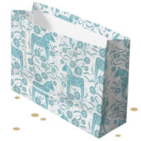 Dala Horse Teal e White Suecos