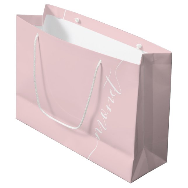 Sacola Para Presentes Grande Damas de Honra Blush Pink Simple Script Name (Frente inclinada)