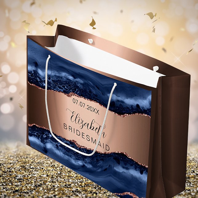 Sacola Para Presentes Grande Damas de honra de ágata de cobre azul (Criador carregado)