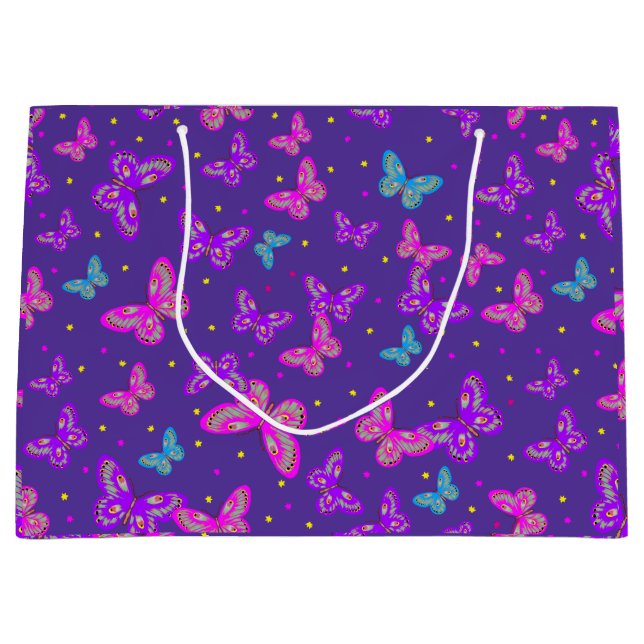 Sacola Para Presentes Grande Dança das borboletas (Frente)