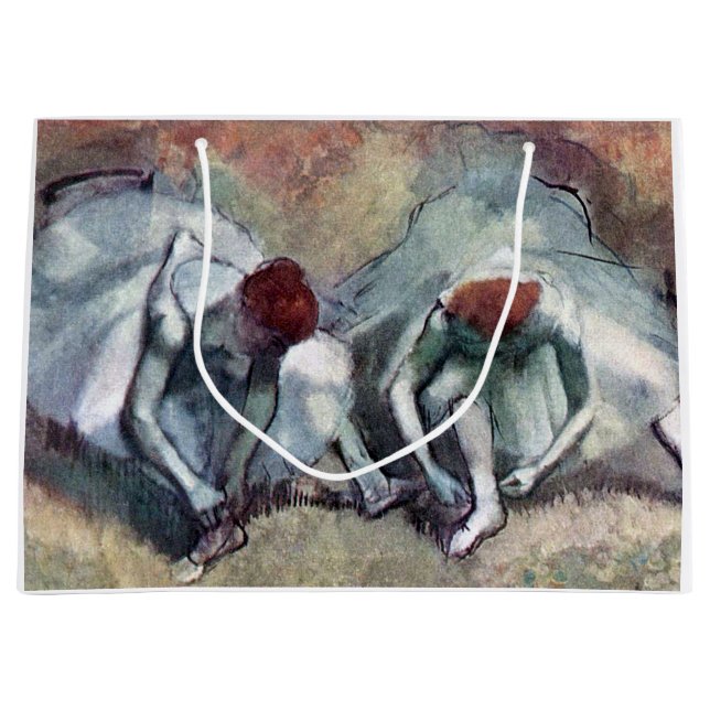 Sacola Para Presentes Grande Dançarinos Amarrando Seus Calçados, Edgar Degas (Frente)