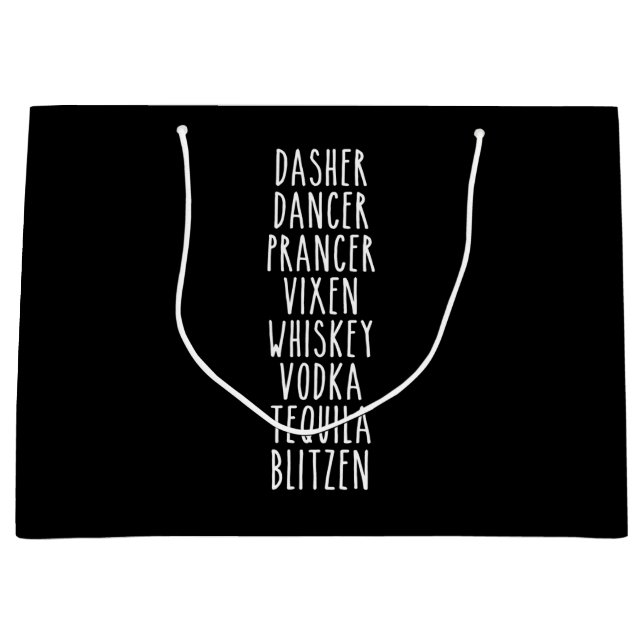 Sacola Para Presentes Grande Dasher Dancer Prancer Vixen Whiskey Vodka Tequila (Frente)