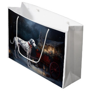 Sacola Para Presentes Grande Decência de Natal Dalmaciana Snowy Sleigh