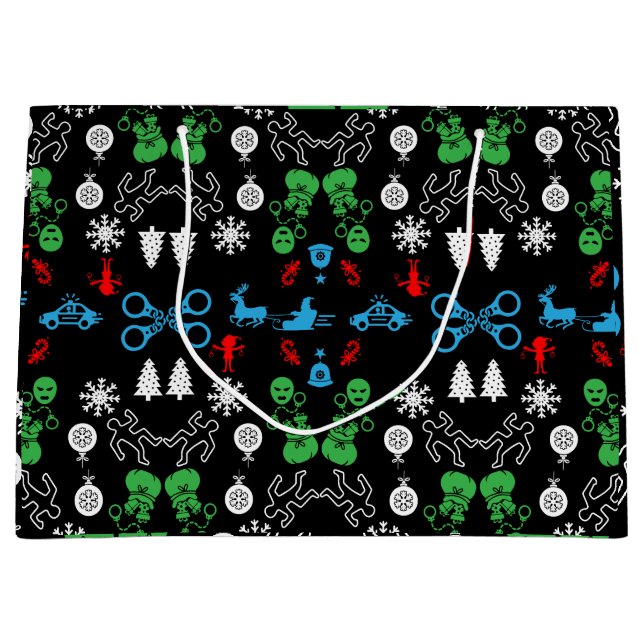 Sacola Para Presentes Grande Decoração de Natal da Polícia (Frente)