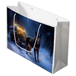 Sacola Para Presentes Grande Decoração de Natal do australiano Kelpie Snowy Sle