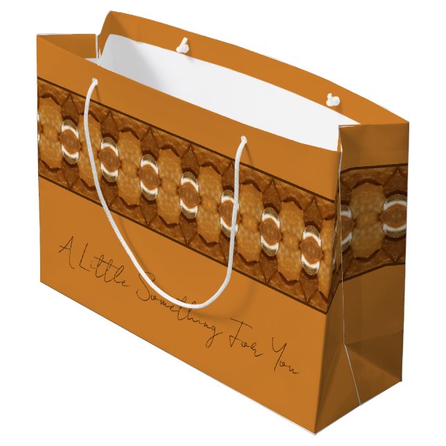 Sacola Para Presentes Grande Decoração Dourada com marrom (Verso inclinado)