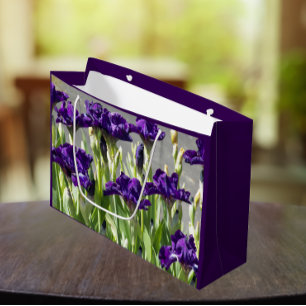 Sacola Para Presentes Grande Deep Purple Irises Floral