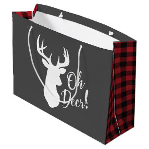 Sacola Para Presentes Grande Deer Hunting Lodge Chá de fraldas Antlers
