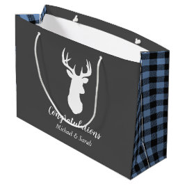Sacola Para Presentes Grande Deer Hunting Lodge Chá de fraldas Antlers Boy Blue