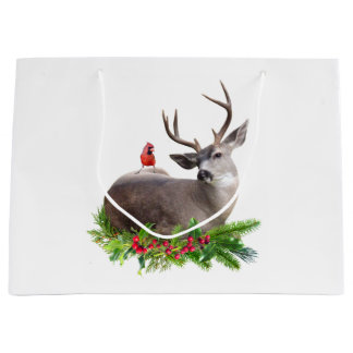 Sacola Para Presentes Grande Deer Red Bird Gift Bag