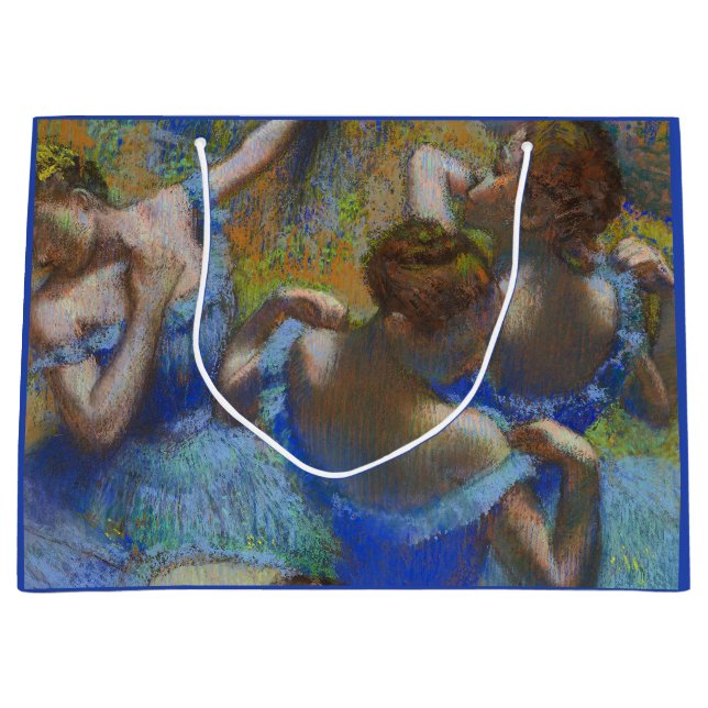Sacola Para Presentes Grande Degas Blue Dancers Pastel Fine Art Masterpiece (Frente)