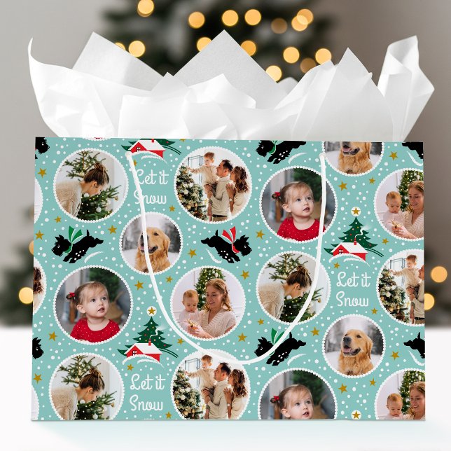 Sacola Para Presentes Grande Deixe-o nevar, Scottie Dog, personalizado, foto (Criador carregado)