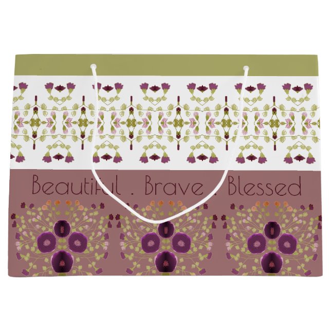 Sacola Para Presentes Grande Delicado Floral E Padrão (Frente)