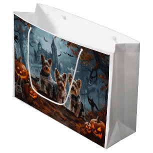 Sacola Para Presentes Grande Delight Noturno de Terrier Halloween