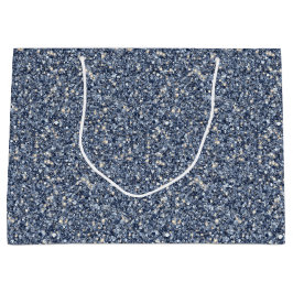 Sacola Para Presentes Grande Denim Blue Glitter Birthday