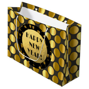 Sacola Para Presentes Grande Dentes De Folha De Ouro, Feliz ano novo! Bolsa par