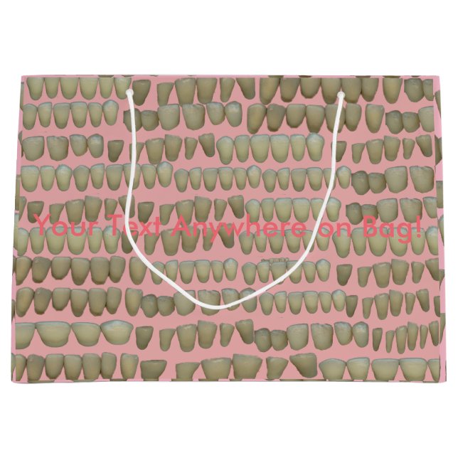 Sacola Para Presentes Grande Dentes Dentistas Rotativos Odontologia Rosa (Frente)