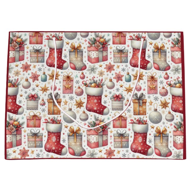 Sacola Para Presentes Grande Desejos de Natal (Frente)