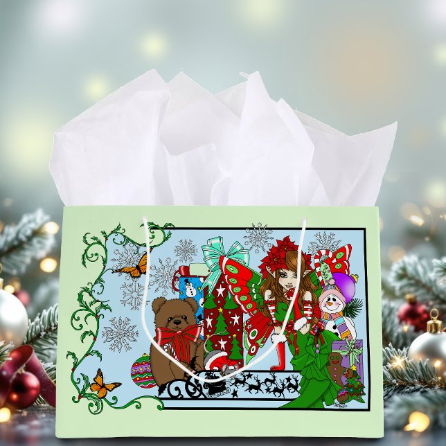 Sacola Para Presentes Grande Desejos de Natal (Criador carregado)