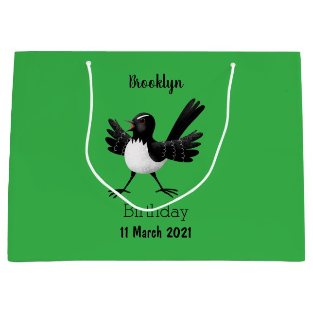 Sacola Para Presentes Grande desenho animado australiano Willie Wagtail (Frente)