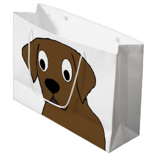 Sacola Para Presentes Grande desenho animado de chocolate labrador