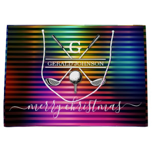 Sacola Para Presentes Grande Desenho de Monograma de Golfe Elegante Personaliza