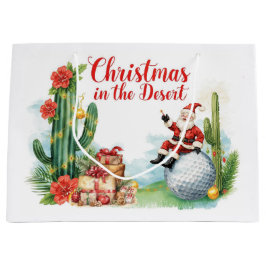 Sacola Para Presentes Grande Desert Christmas with Cactus Santa Claus 